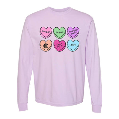 Monogrammed 'Basic Girl Candy Hearts' Long Sleeve T-Shirt