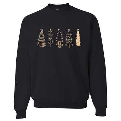 Monogrammed Glitter 'Classic Christmas Trees' Crewneck Sweatshirt