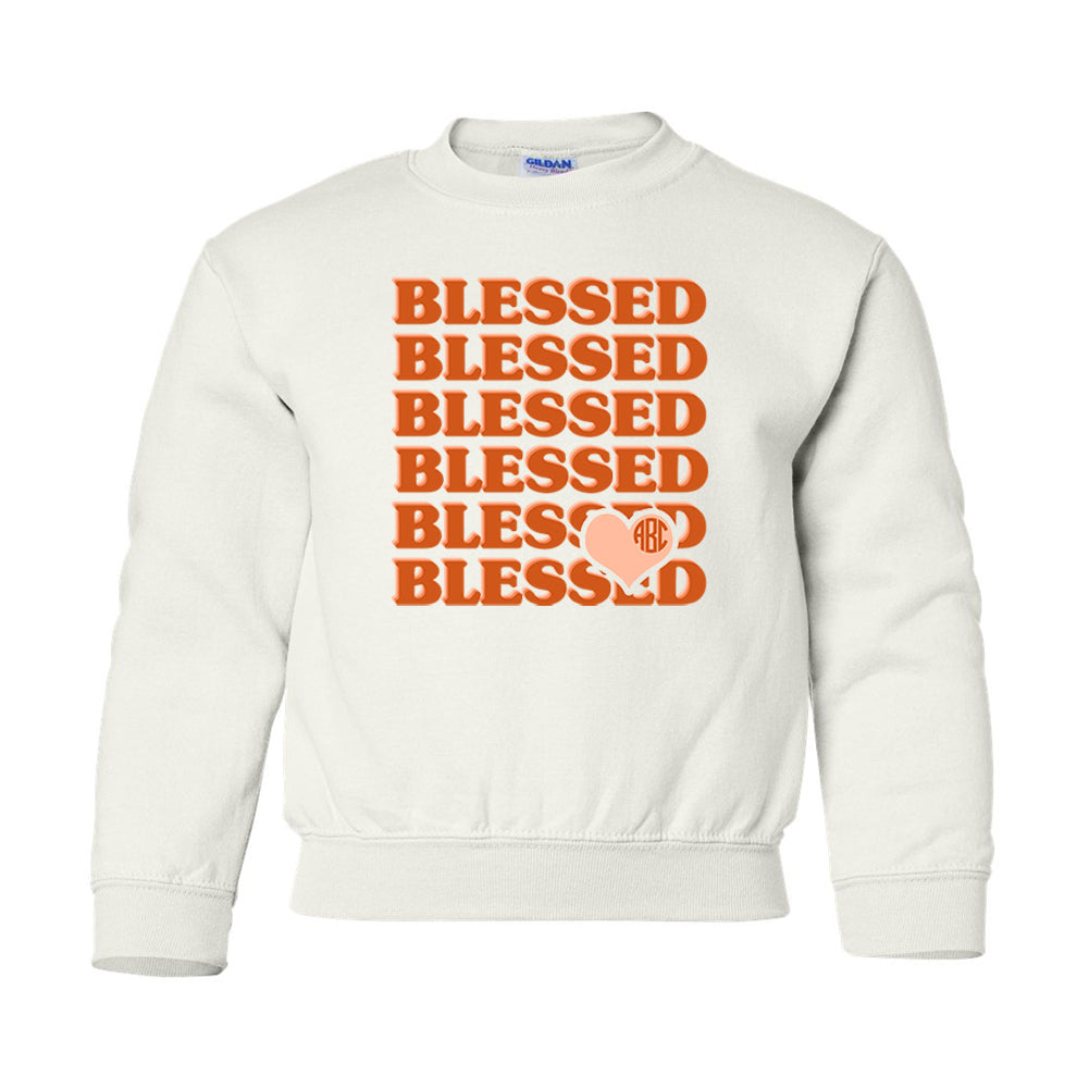 Kids Monogrammed 'Blessed' Crewneck Sweatshirt