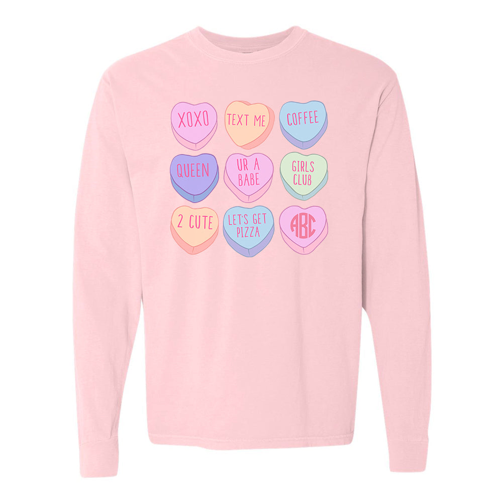 Monogrammed 'Candy Hearts' Long Sleeve T-Shirt