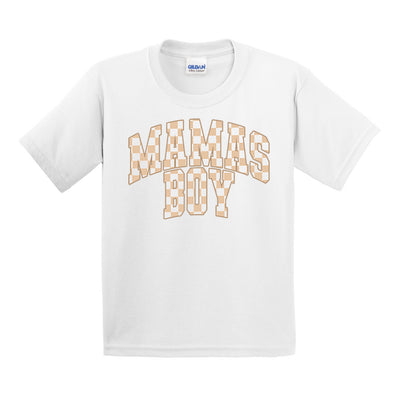 Kids 'Mini/Mama's Boy Tan Check' T-Shirt