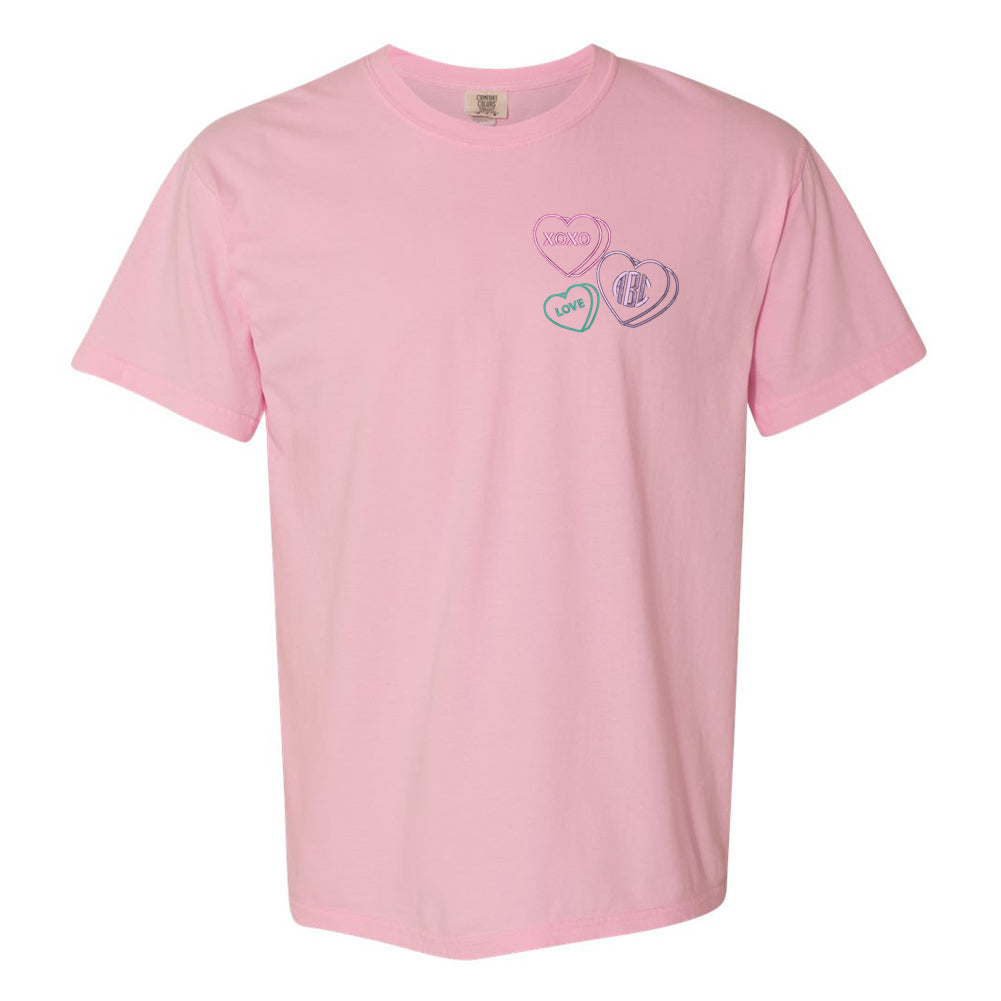 Monogrammed 'Valentine Hearts' Comfort Colors T-Shirt