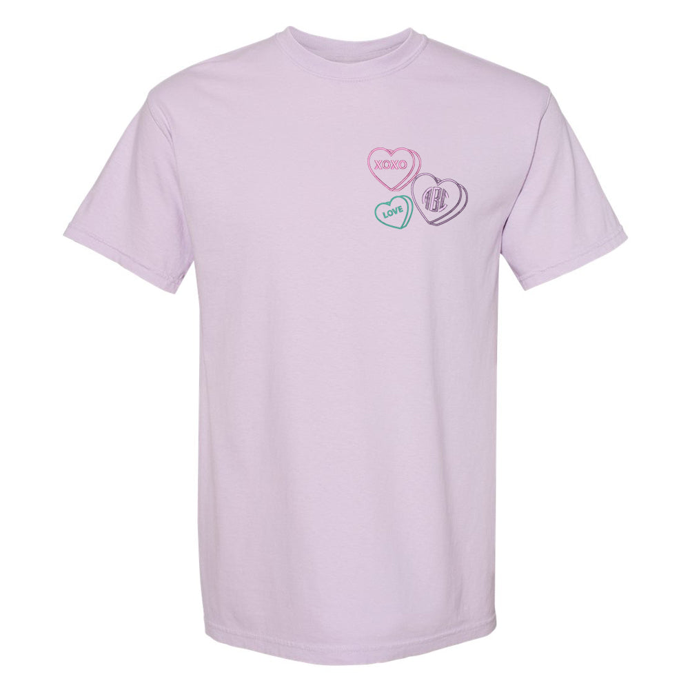 Monogrammed 'Valentine Hearts' Comfort Colors T-Shirt