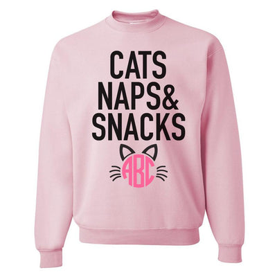 Pink Cats, Naps and Snacks crewneck