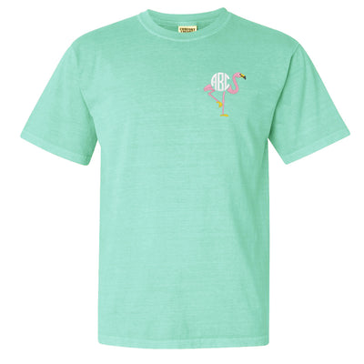 Monogrammed Flamingo Tee Embroidered Comfort Colors