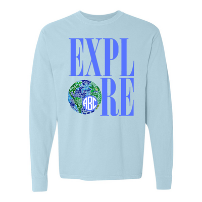 Monogrammed 'Explore' Long Sleeve T-Shirt
