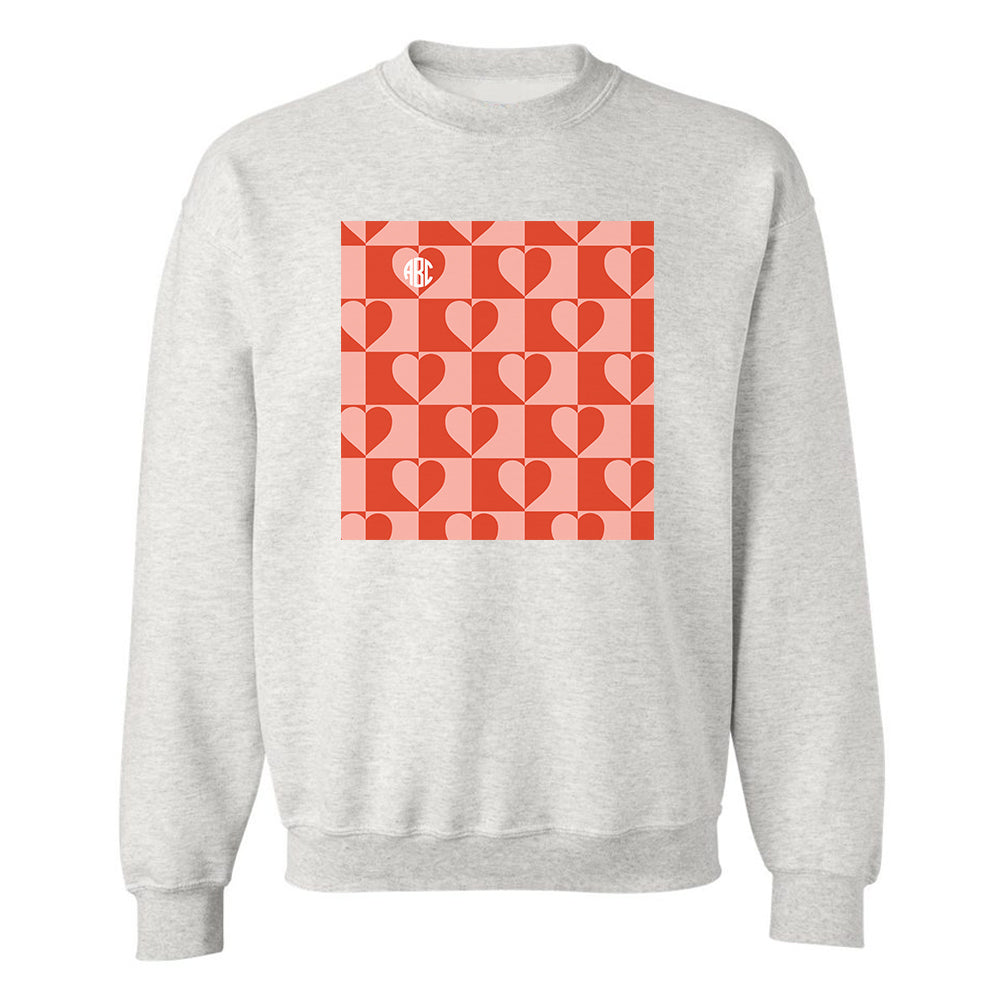 Monogrammed 'Heart Checkerboard' Crewneck Sweatshirt
