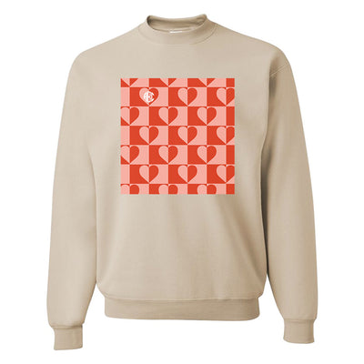Monogrammed 'Heart Checkerboard' Crewneck Sweatshirt