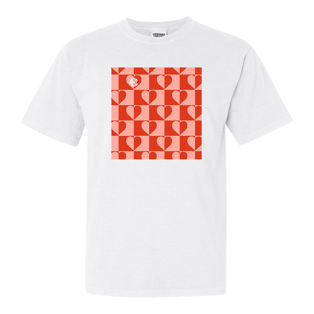Monogrammed 'Heart Checkerboard' T-Shirt