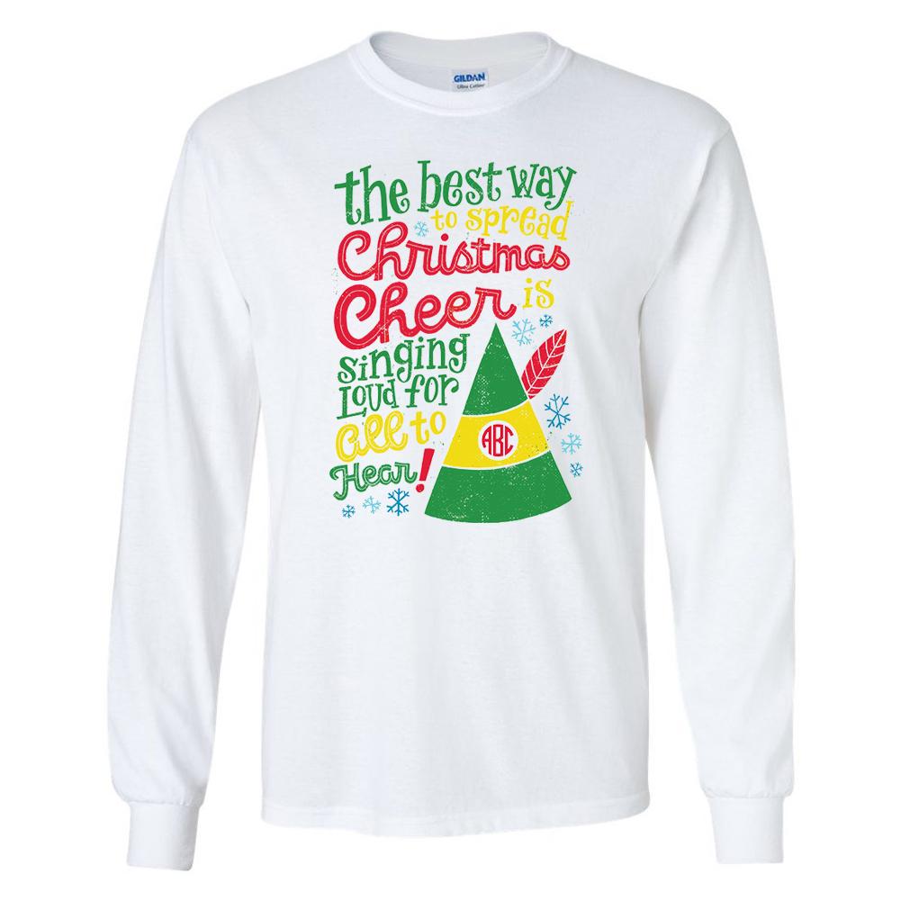 Monogrammed Elf Movie Christmas Cheer Quote Shirt