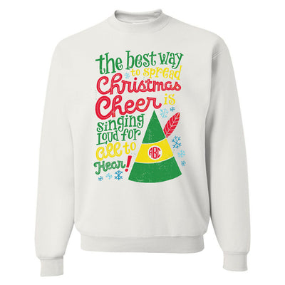 Monogrammed Elf Movie Christmas Cheer Quote Sweatshirt