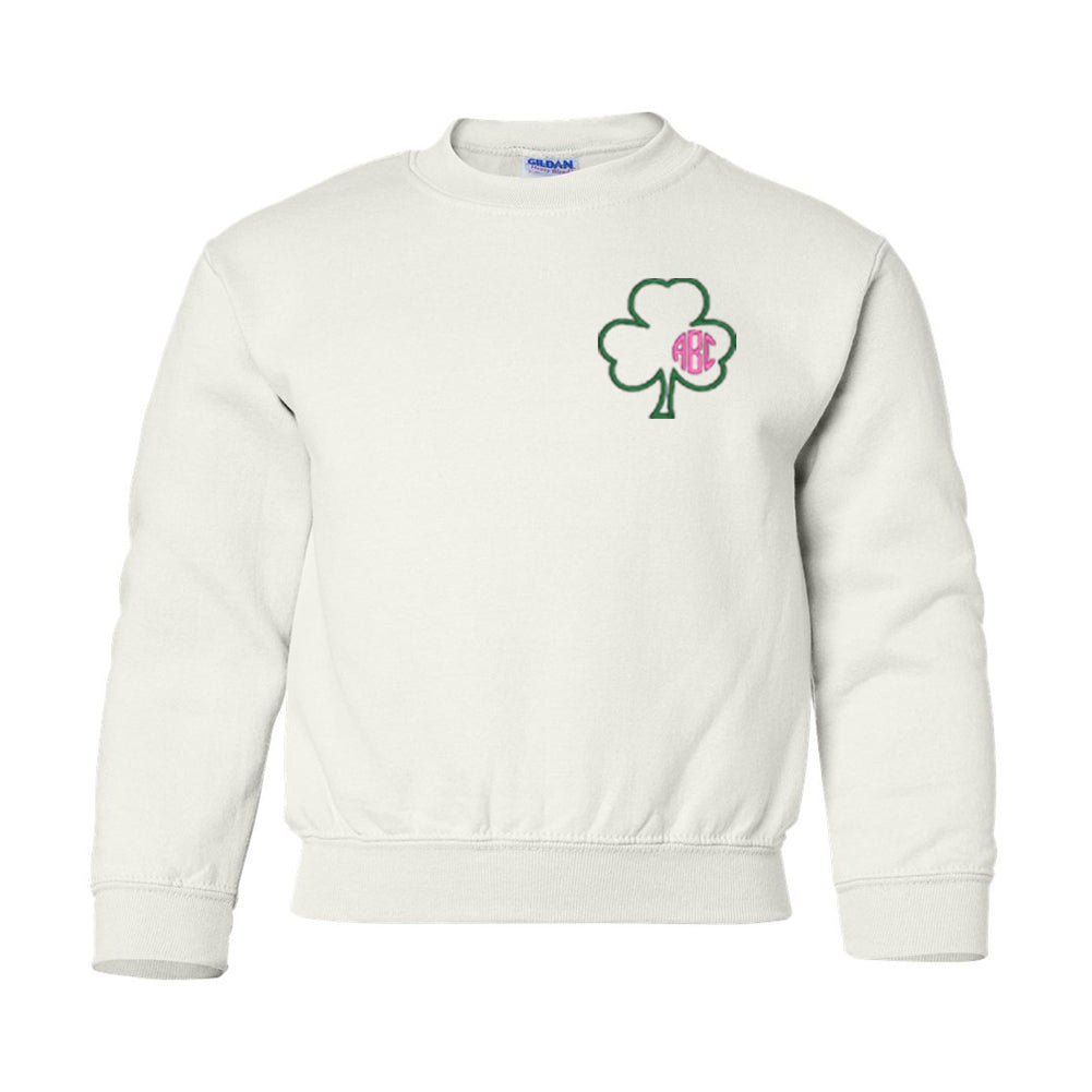 Kids Monogrammed Irish Shamrock Crewneck Sweatshirt