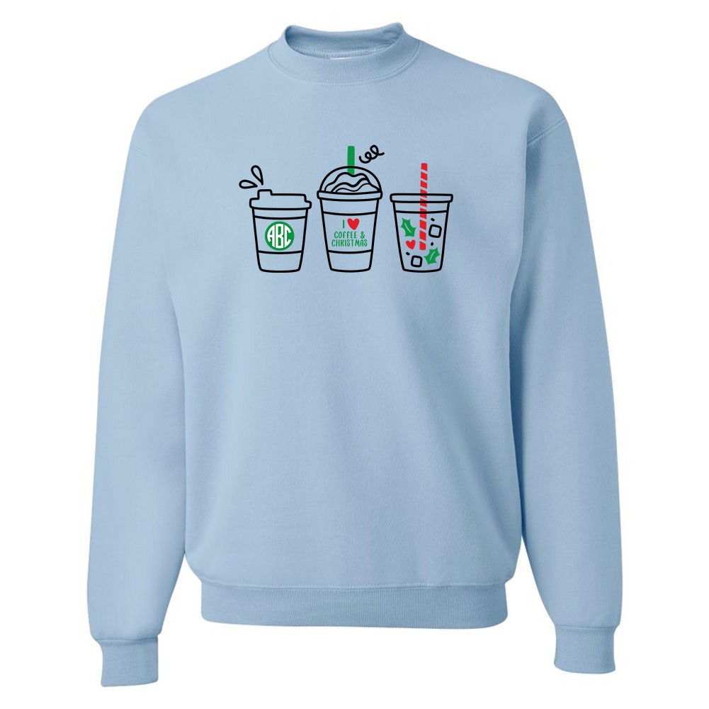 Monogrammed 'I Love Coffee & Christmas' Crewneck Sweatshirt
