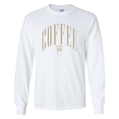 Monogrammed 'Coffee' Basic Long Sleeve T-Shirt