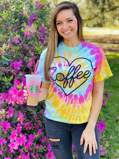 United Monograms Coffee Monogram t-shirt with tye dye