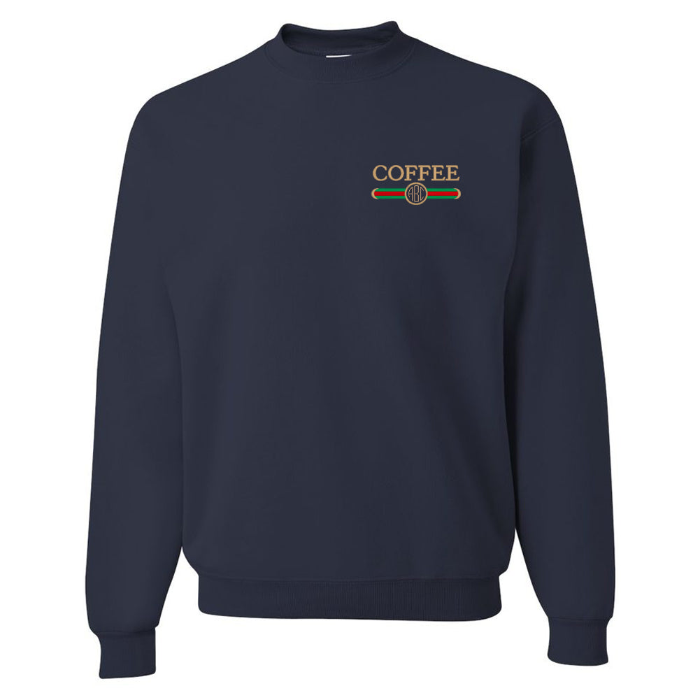Monogrammed Coffee Designer Dupe Crewneck Sweatshirt