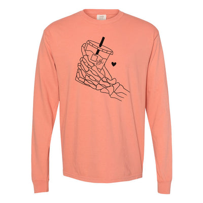 Initialed 'Skeleton Iced Coffee' Comfort Colors Long Sleeve T-Shirt