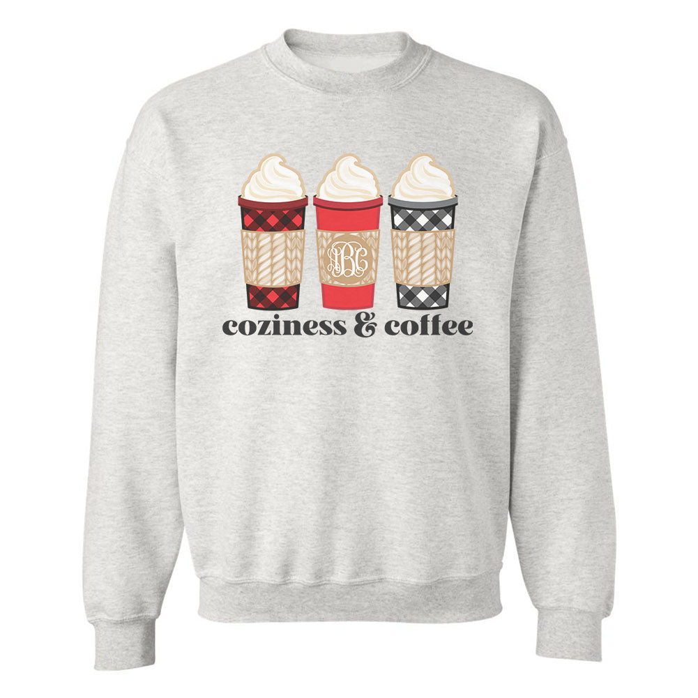 Monogrammed 'Coziness & Coffee' Crewneck Sweatshirt