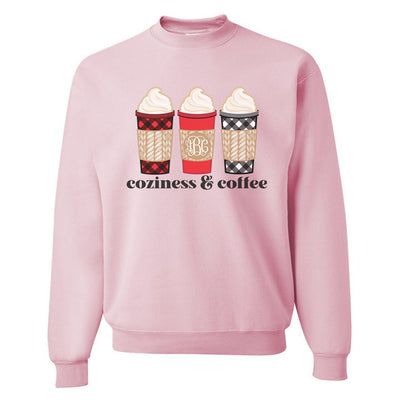 Monogrammed 'Coziness & Coffee' Crewneck Sweatshirt