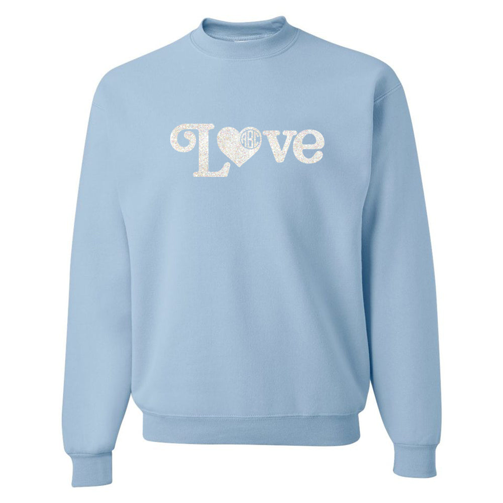 Monogrammed Glitter 'Love' Crewneck Sweatshirt