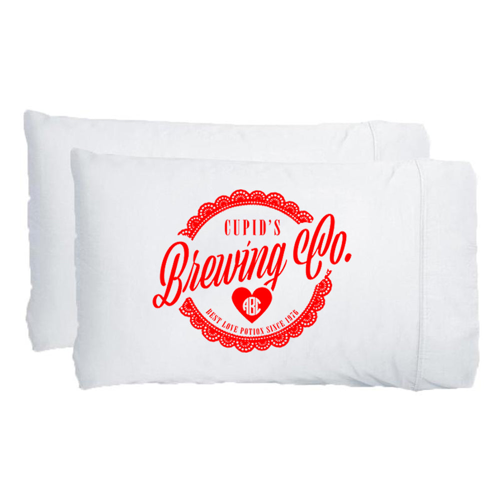 Monogrammed 'Cupid's Brewing Co.' Pillowcase Set