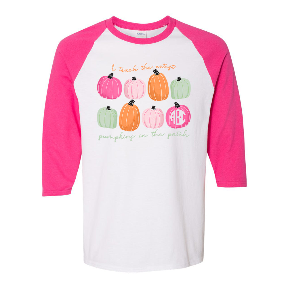 Monogrammed 'I Teach The Cutest Pumpkins' Baseball Tee