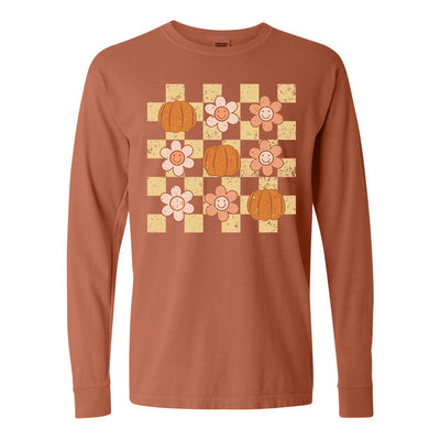 Monogrammed 'Daisy Pumpkin' Comfort Colors Long Sleeve T-Shirt