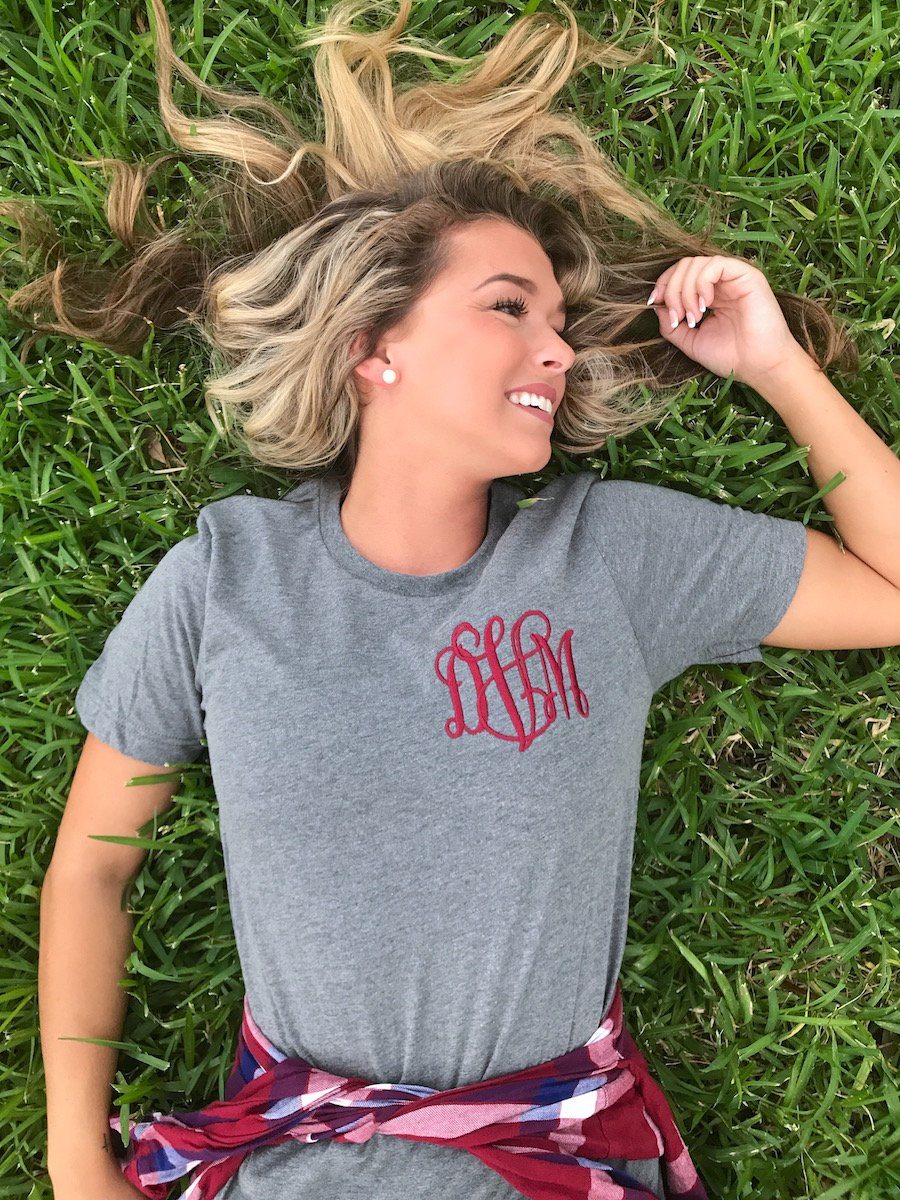 Model IN Grass with United Monograms Tee