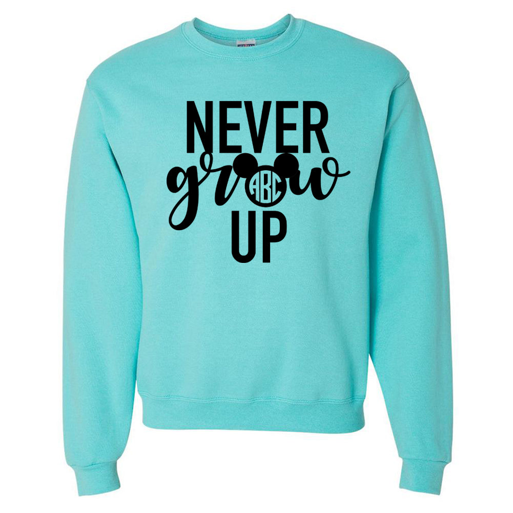 Monogrammed 'Never Grow Up' Neon Crewneck Sweatshirt