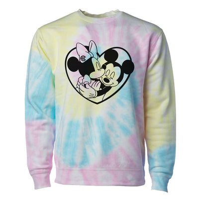 Monogrammed 'Mickey & Minnie Love' Tie Dye Crewneck Sweatshirt