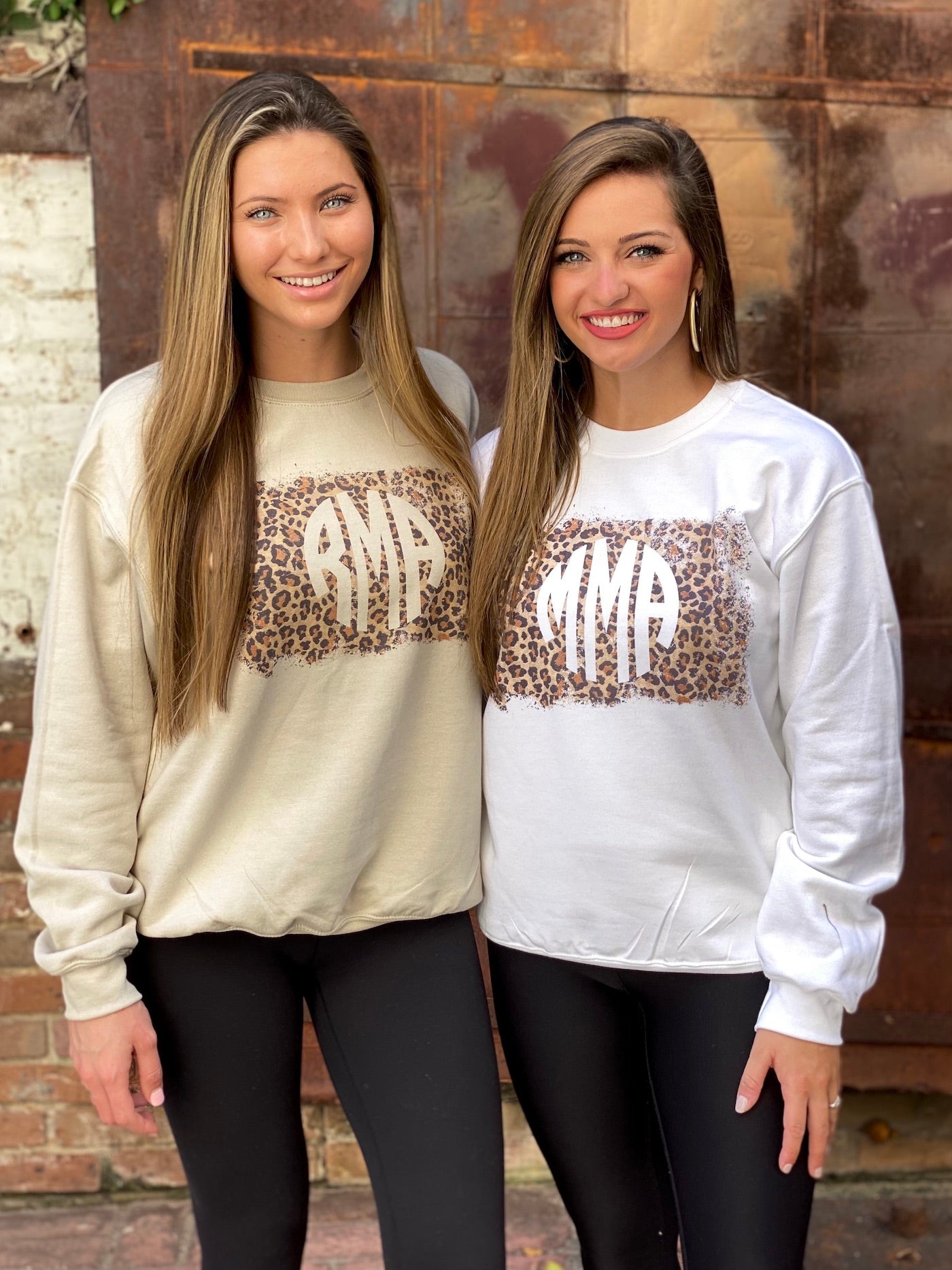 Monogram Style Leopard Print Sweatshirts