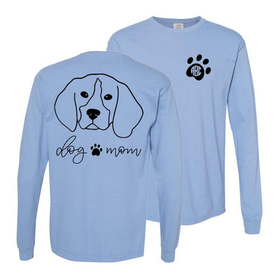 Monogrammed 'Dog Mom' Front & Back Long Sleeve T-Shirt