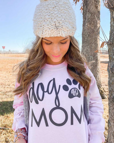 Monogrammed 'Dog Mom' Crewneck Sweatshirt