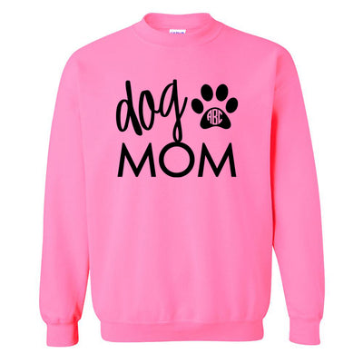 Monogrammed 'Dog Mom' Neon Crewneck Sweatshirt