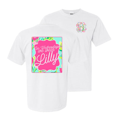 Monogrammed On Wednesdays We Wear Lilly Pulitzer Front & Back Comfort Colors T-Shirt