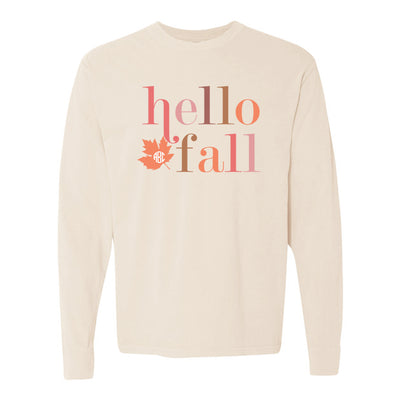 Monogrammed 'Hello Fall' Long Sleeve T-Shirt