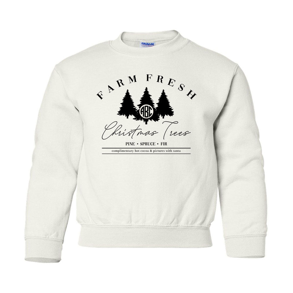 Kids Monogrammed 'Farm Fresh Christmas Trees' Crewneck Sweatshirt