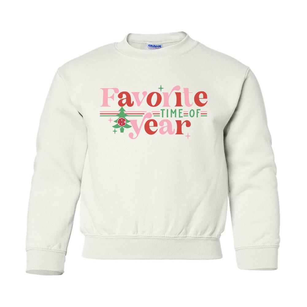 Kids Monogrammed 'Favorite Time of Year' Christmas Crewneck Sweatshirt