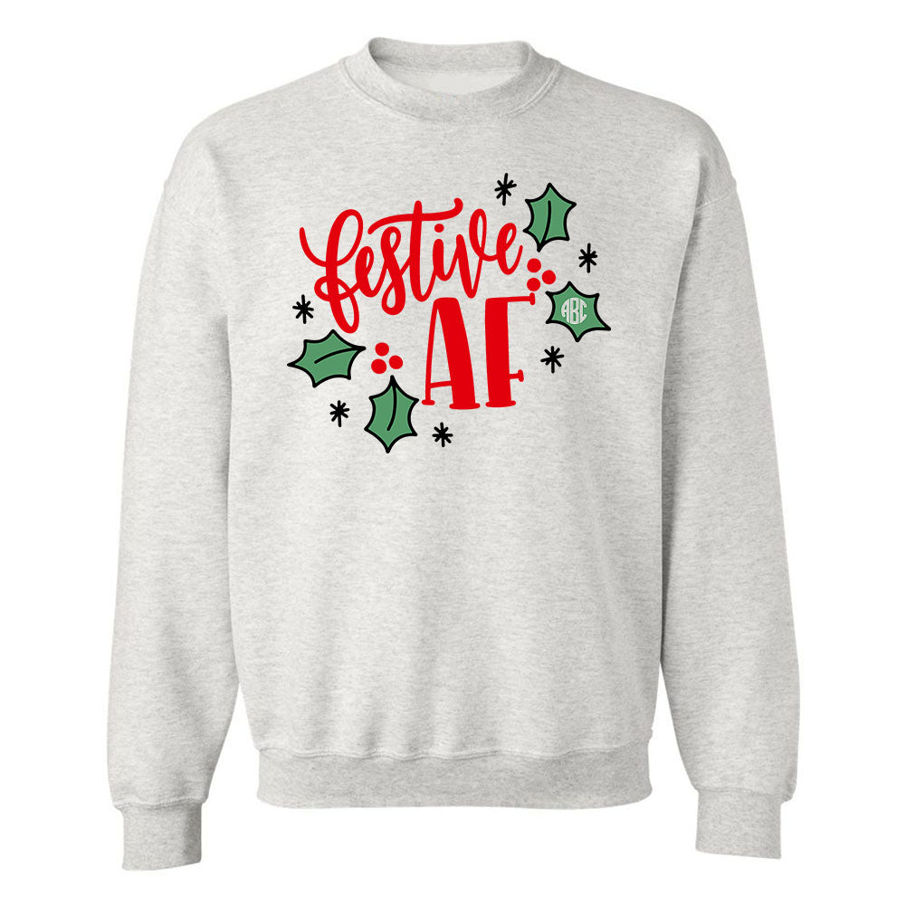 Monogrammed 'Festive AF' Crewneck Sweatshirt