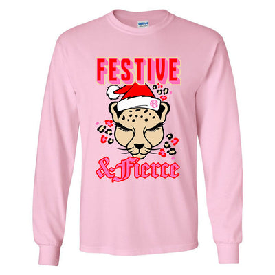 Monogrammed 'Festive & Fierce' Basic Long Sleeve T-Shirt