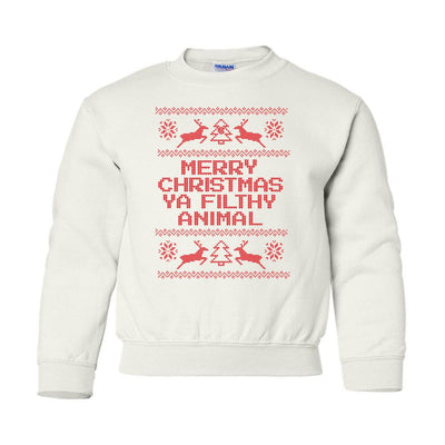 Kids Monogrammed 'Merry Christmas Ya Filthy Animal' Crewneck Sweatshirt