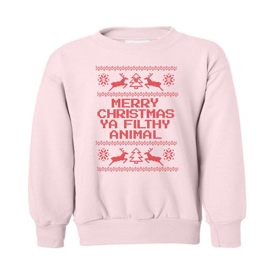 Kids Monogrammed 'Merry Christmas Ya Filthy Animal' Crewneck Sweatshirt