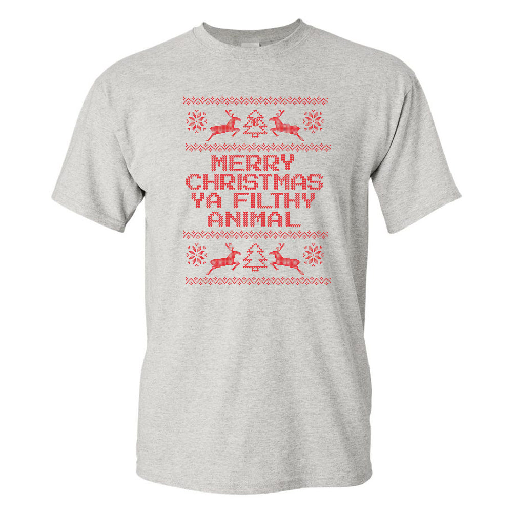 Monogrammed 'Merry Christmas Ya Filthy Animal' Basic T-Shirt