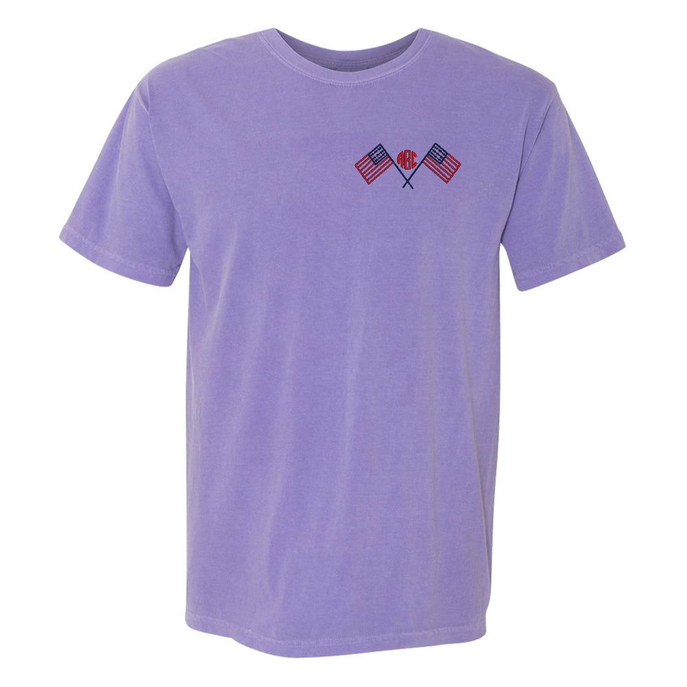 Monogrammed American Flag Comfort Colors T-Shirt