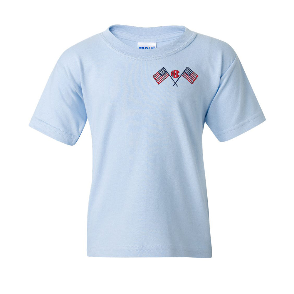 Kids Monogrammed American Flag T-Shirt