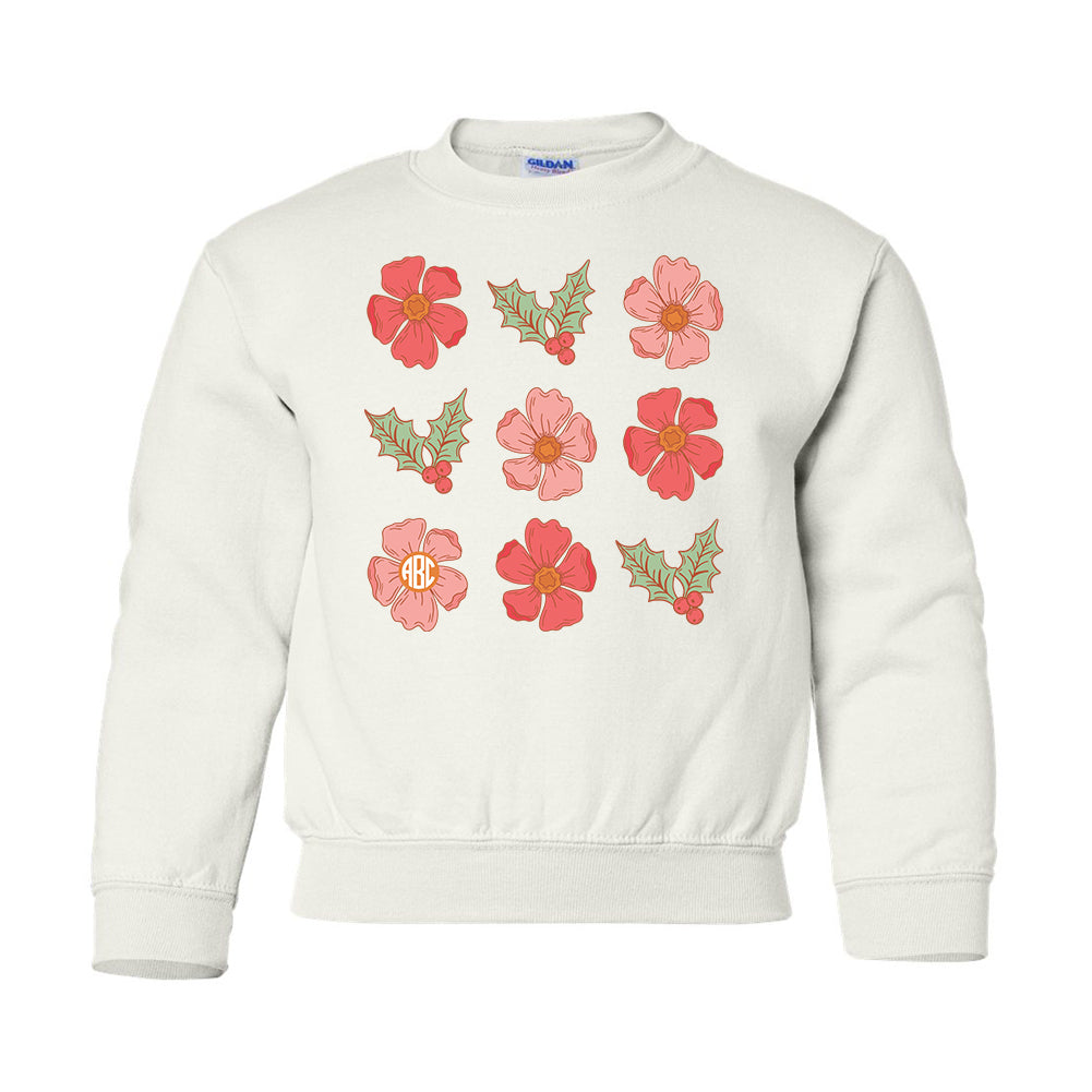 Kids Monogrammed 'Mistletoe & Flowers' Crewneck Sweatshirt
