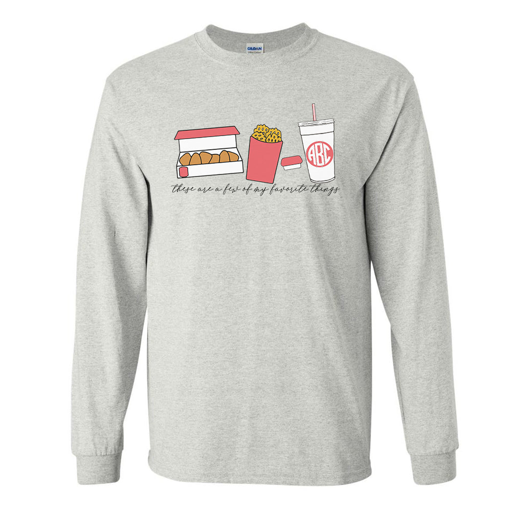Monogrammed 'Favorite Things' Fast Food Basic Long Sleeve T-Shirt