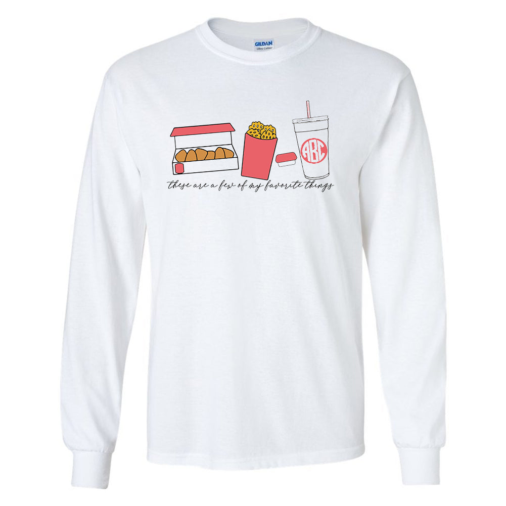 Monogrammed 'Favorite Things' Fast Food Basic Long Sleeve T-Shirt
