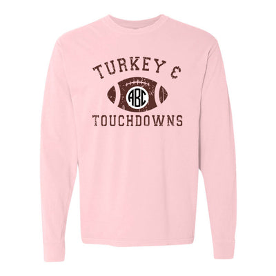 Monogrammed 'Turkey & Touchdowns' Long Sleeve T-Shirt