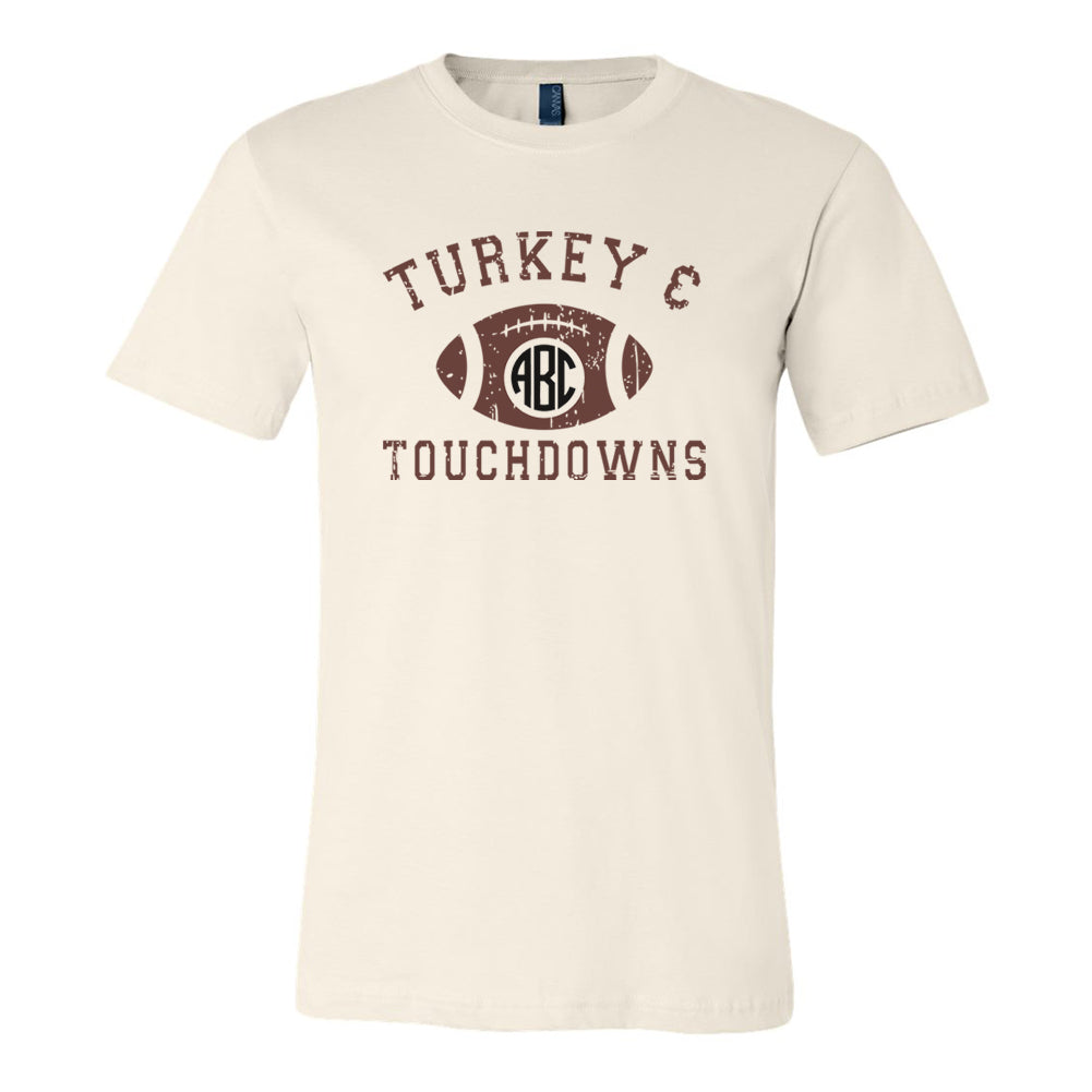 Monogrammed 'Turkey & Touchdowns' Premium T-Shirt